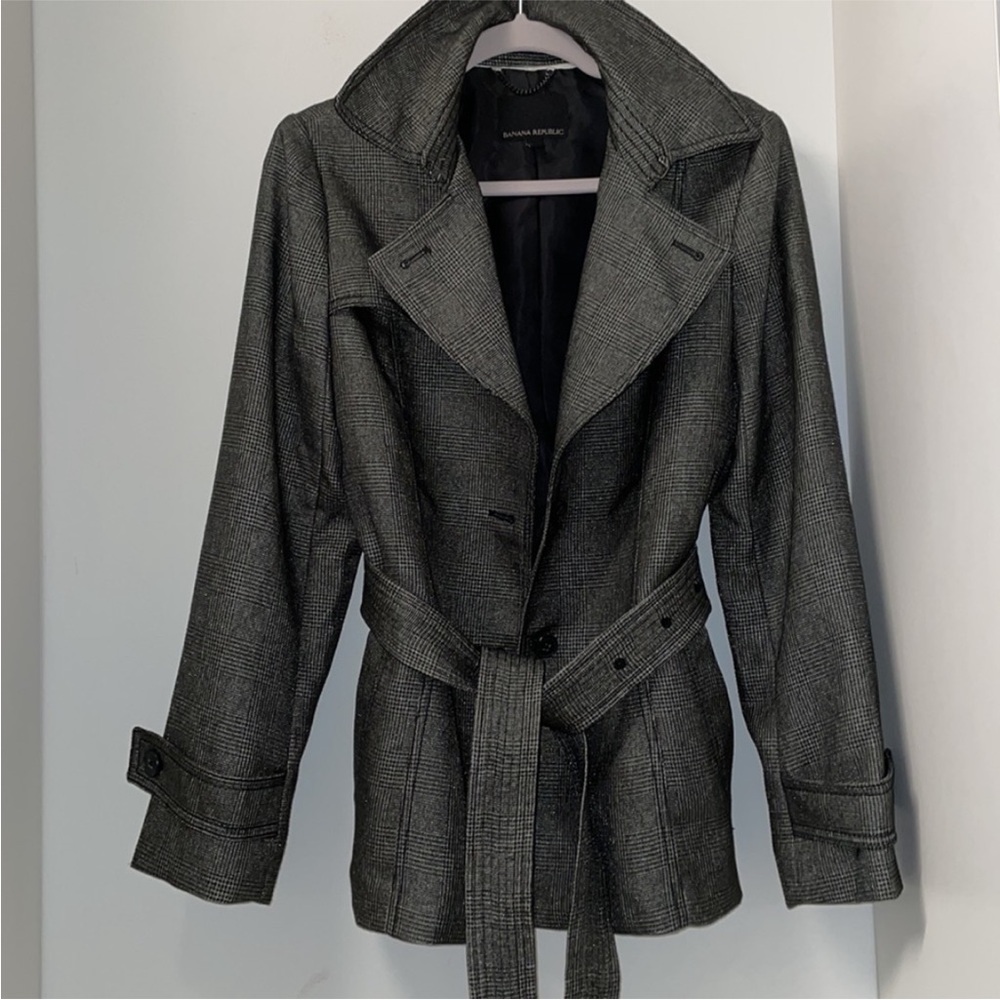 Banana Republic Charcoal Belted Coat L